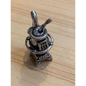 Pot Belly Stove Sterling Silver Jewelry Charm #furnace